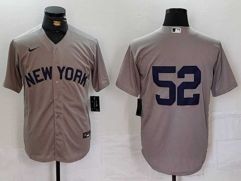Mens New York Yankees #52 CC Sabathia Grey Cool Base Stitched Jersey